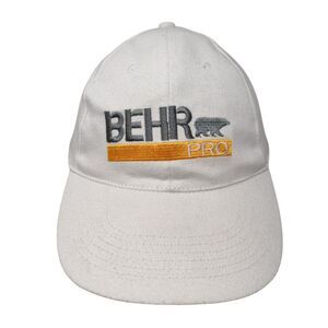 BEHR Pro Strapback Hat White One Size Adjustable Embroidered Vented Holes